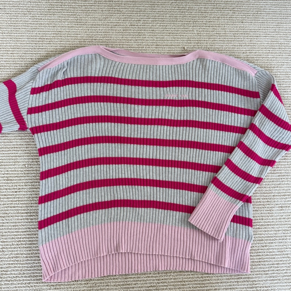 Vineyard Vines Striped Pink and Gray Women's Sweater